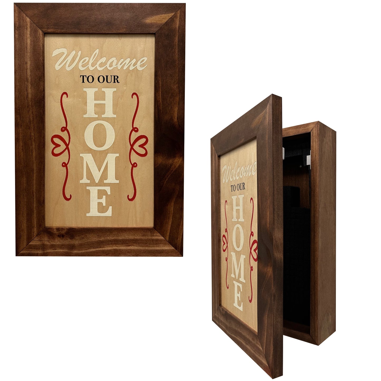 Wood Secure Gun Safe Welcome to our Home Wall Decor (Red Oak)