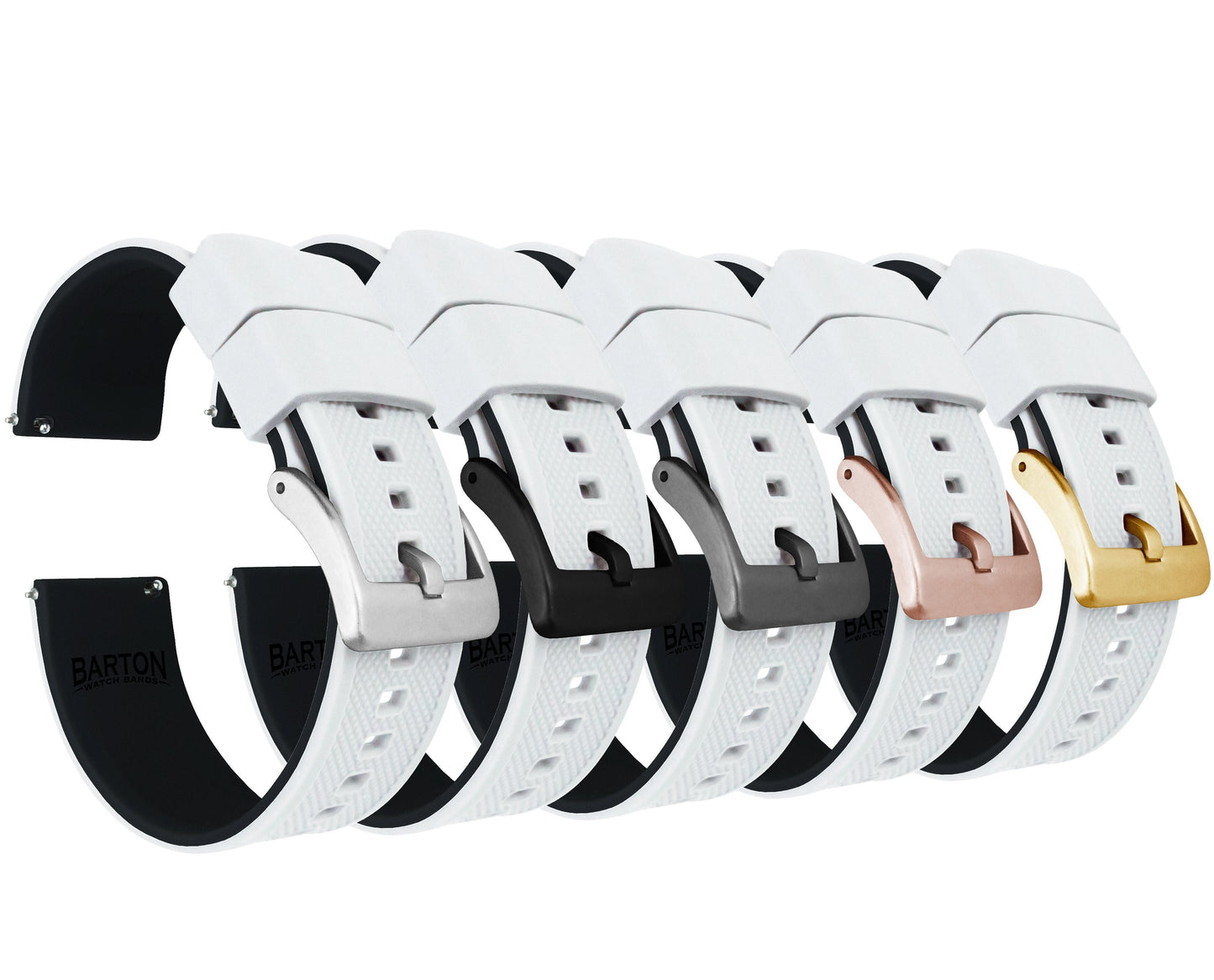 White Top Black Bottom Elite Silicone Watch Band