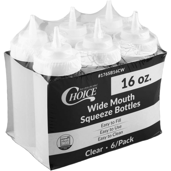 Wide Mouth Squeeze Bottles 6-Pack 16 oz.