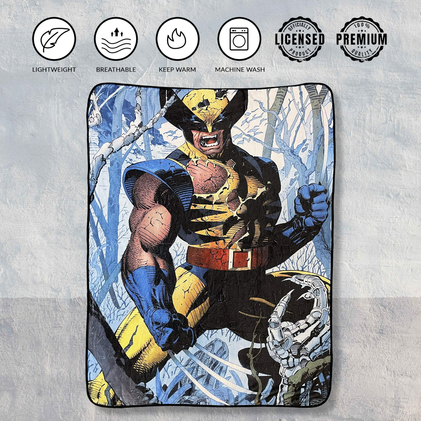 Marvel Wolverine Cover Jim Lee Fleece Throw Blanket