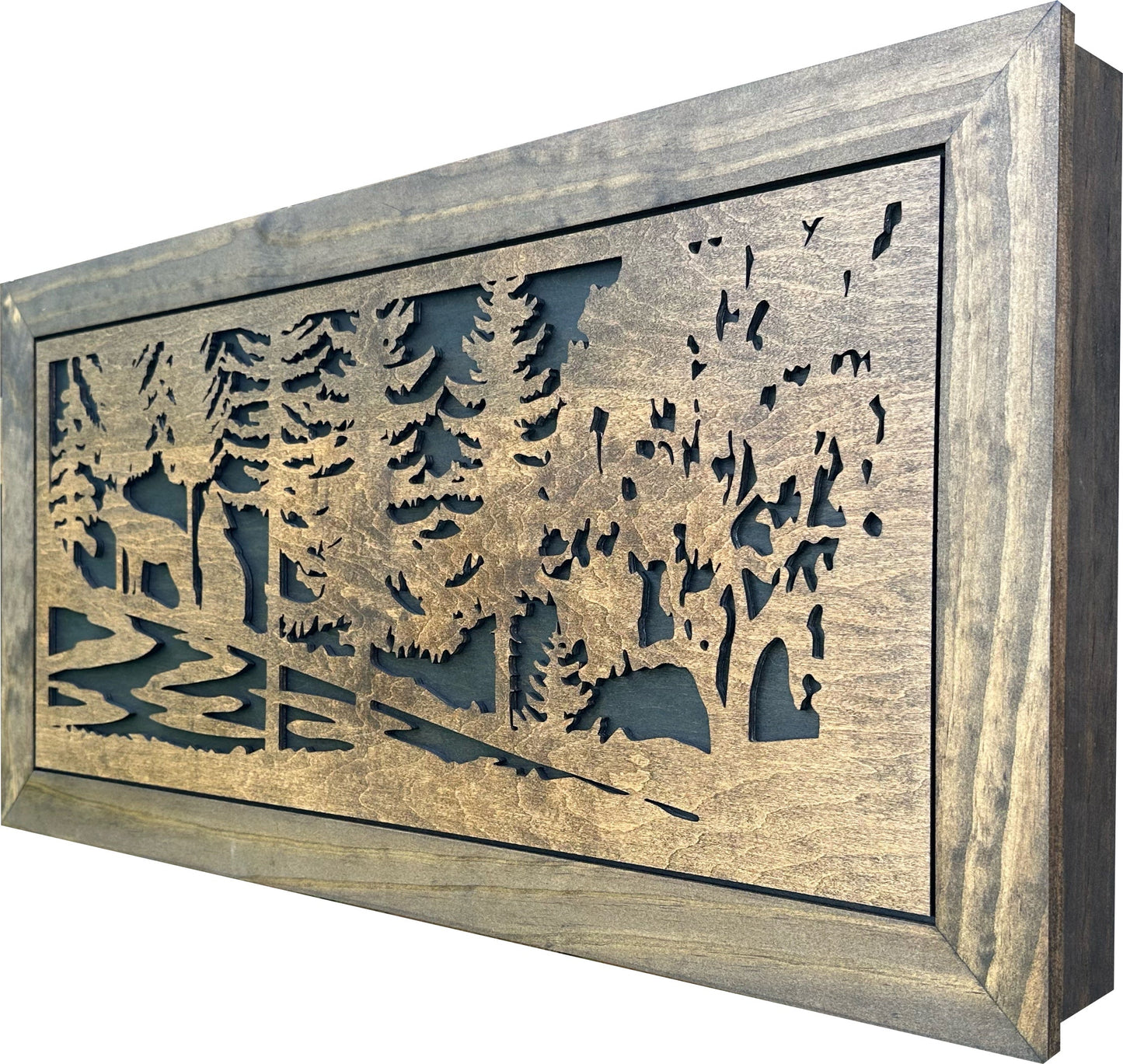 Large Hidden Gun Storage Cabinet Wolf Scene Wall Decor - Wolves In The Woods