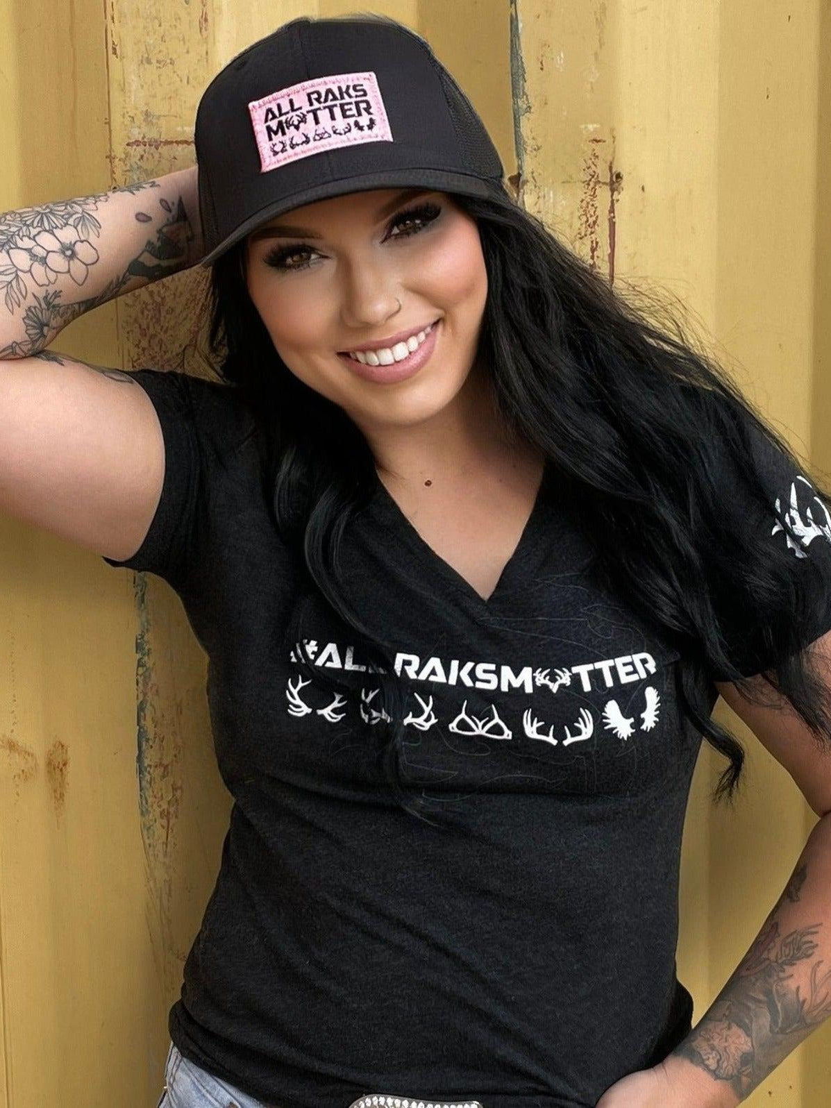 Womens All Raks Matter ™  Boobies V Neck Relaxed Tee