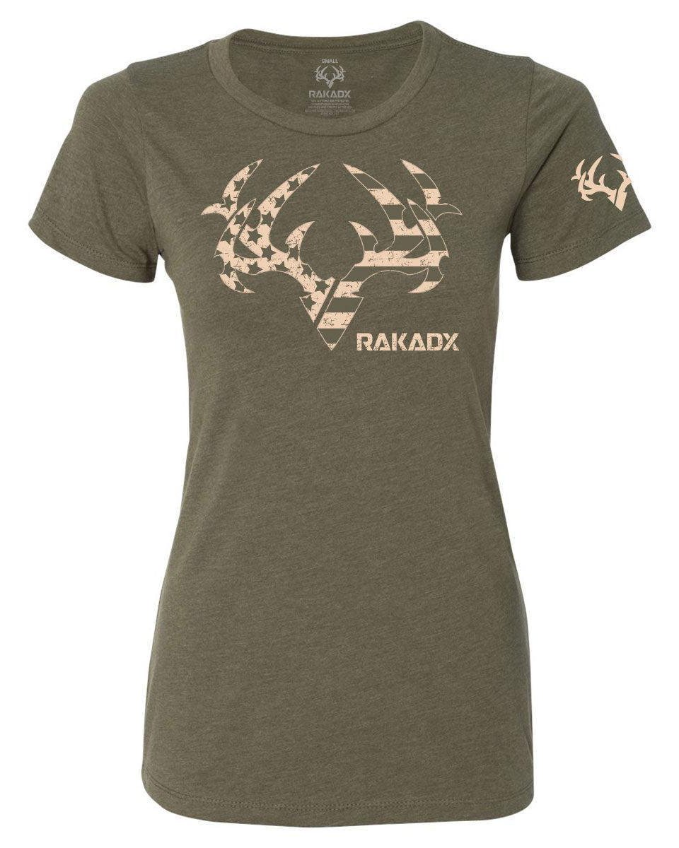 Womens Olive Star Spangled Rak Tee