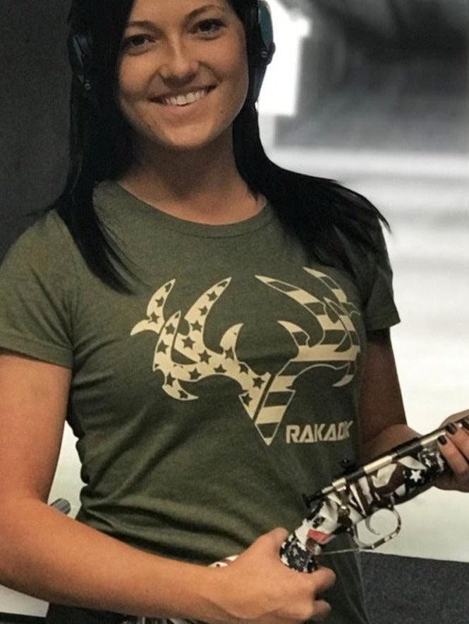 Womens Olive Star Spangled Rak Tee