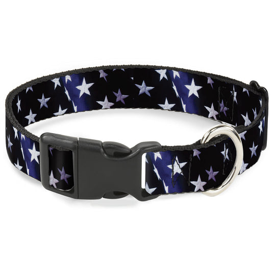 Plastic Clip Collar - American Flag Vivid Stars Blue/White