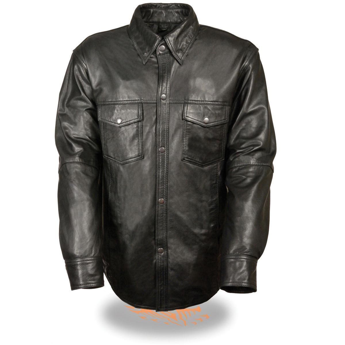 Milwaukee Leather LKM1600 Men's Black Lightweight Casual Biker Style Leather Shirt