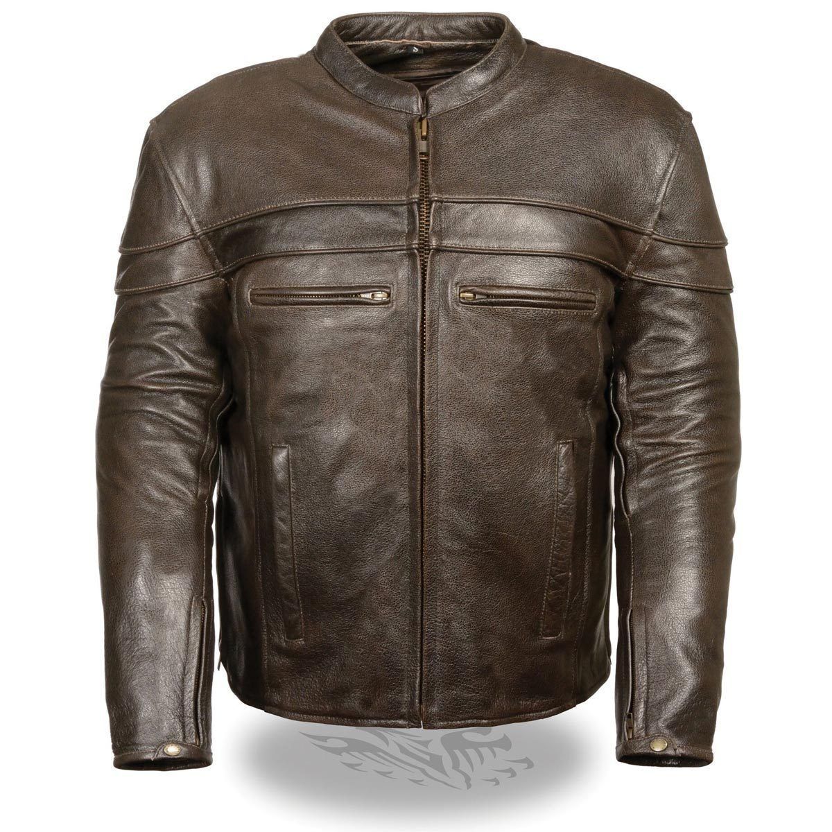 Milwaukee Leather ML1408RT Men's Retro Brown 'Savage' Sporty Crossover Retro Leather Jacket