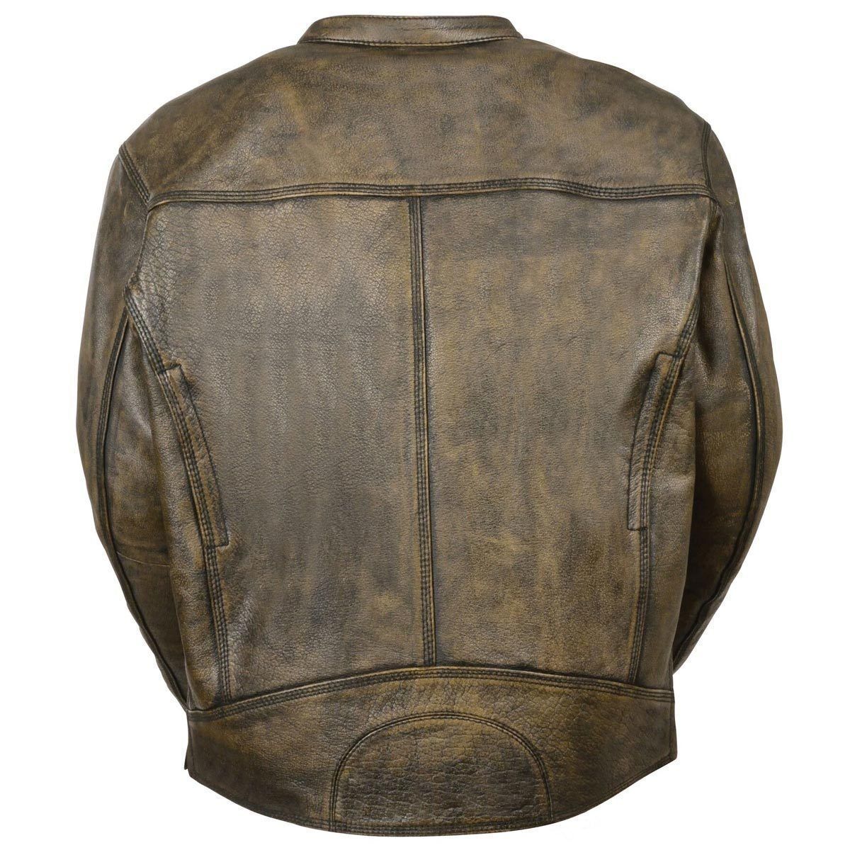 Milwaukee Leather MLM1550 Men's Vented Black-Beige Distressed Leather Scooter Style Motorcycle Jacket w/ Liner