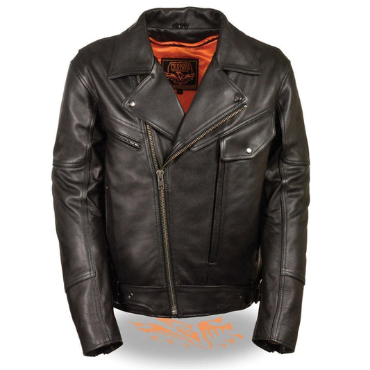 Milwaukee Leather MLM1570 Men’s Black Premium Naked Cowhide Leather Utility Pocket Motorcycle Jacket