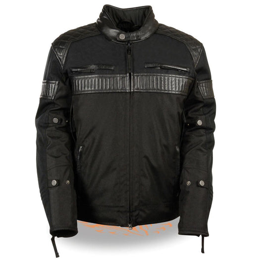 Milwaukee Leather MPM1735 Men's Black Textile Scooter Jacket with Leather Trim