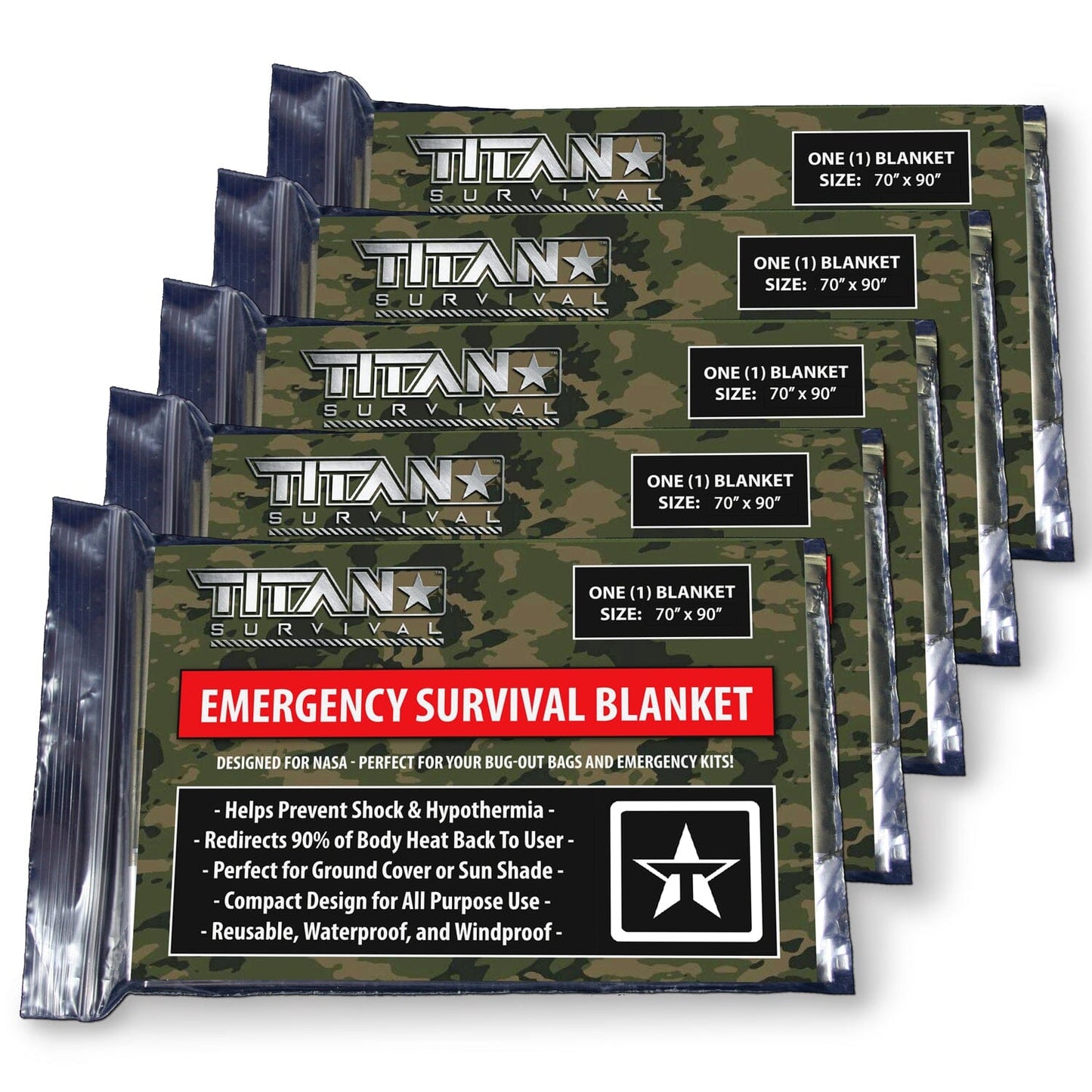 XL Emergency Survival Blankets, 5-Pack