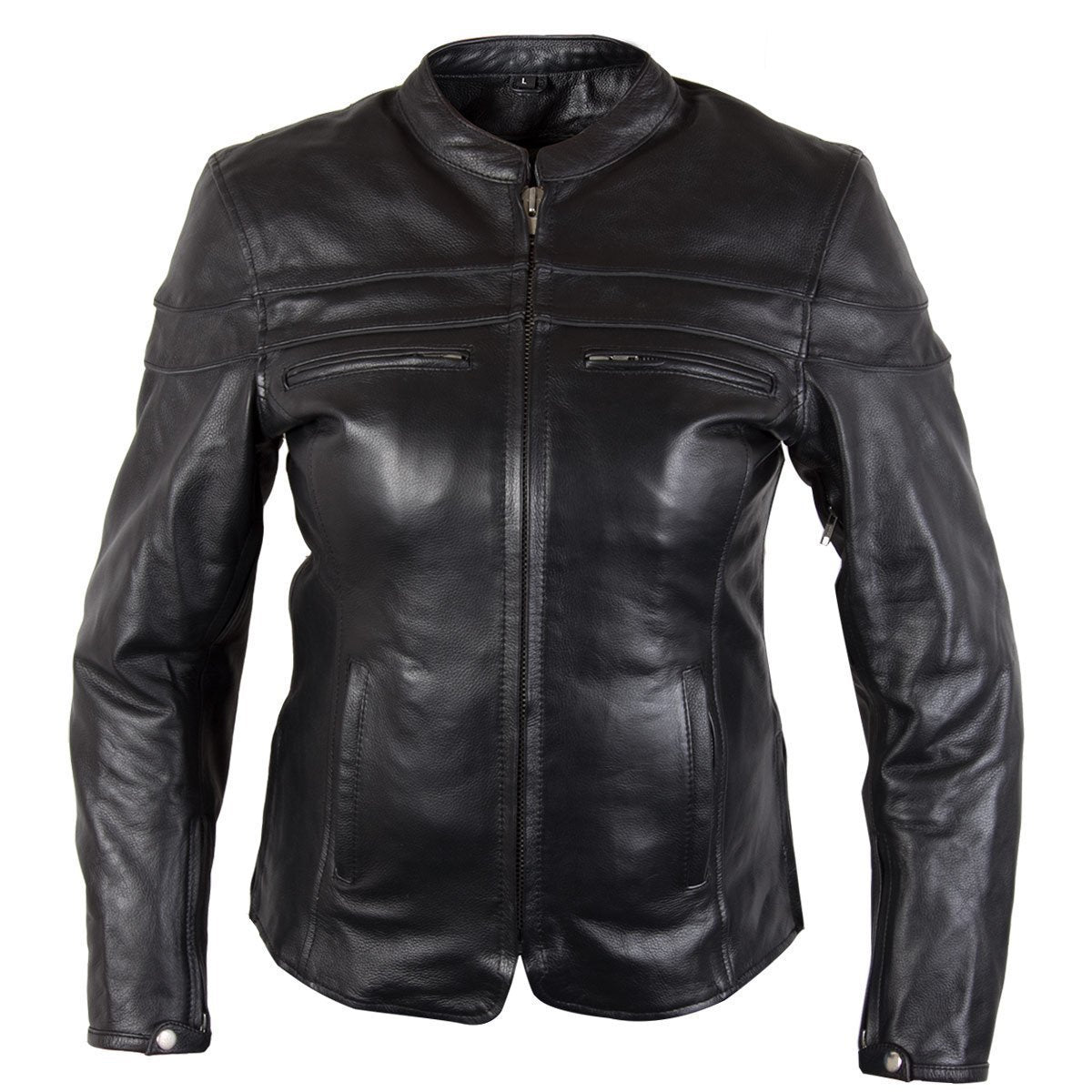 Xelement XS6332 Women's 'Road Queen' Black Premium Leather Motorcycle Rider Jacket with X-Armor Protection