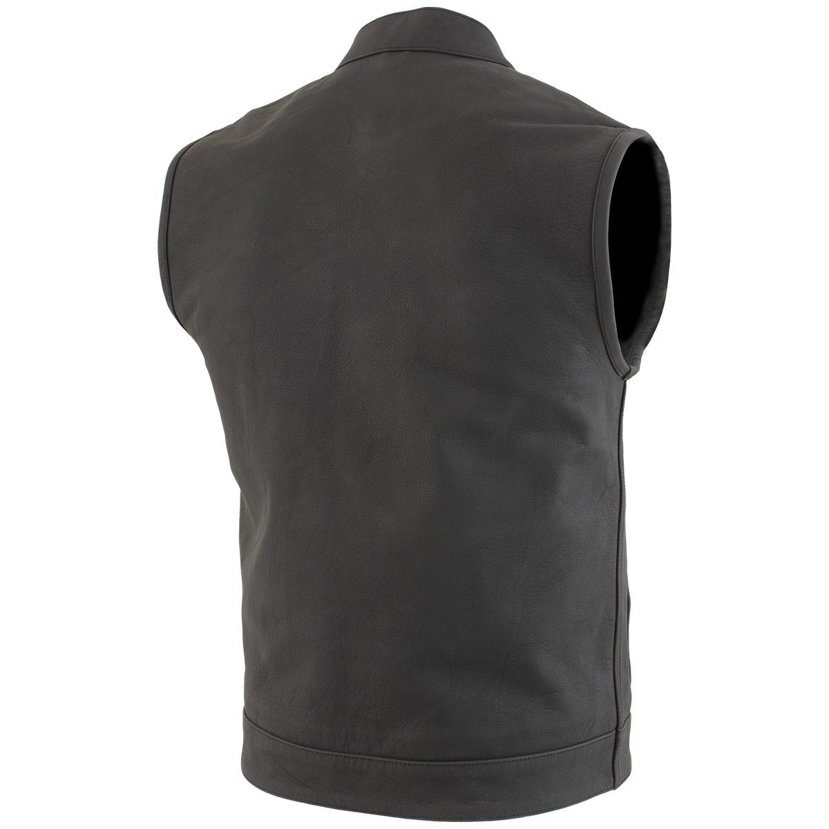 Xelement XS13001 Men's 'Barrage' Flat Black Leather Motorcycle Club Style Riding Biker  Vest