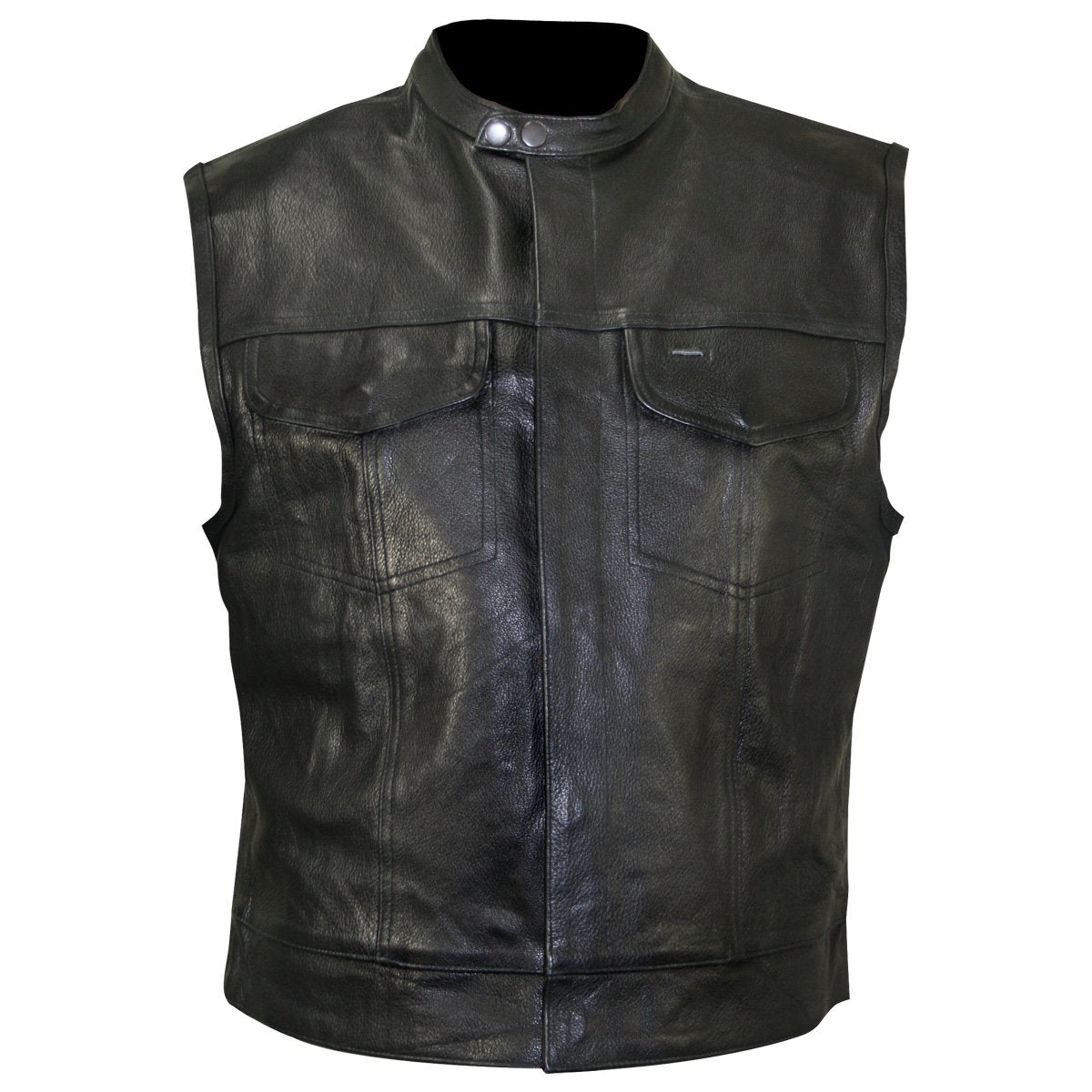 Xelement XS1937 Men's 'Quick Draw' Black Leather Motorcycle Biker Rider Vest