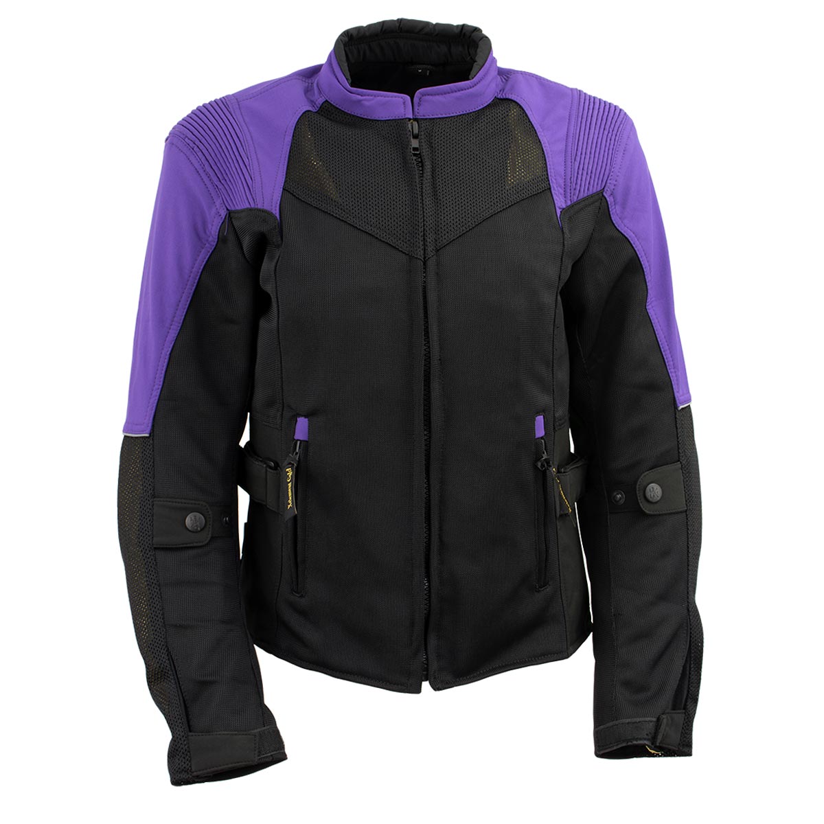 Xelement 'Gold Series' XS22008 Women's 'Be Cool' Black and Purple Armored Textile with Soft-Shell Motorcycle Jacket