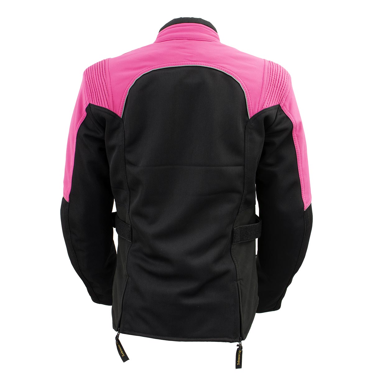 Xelement 'Gold Series' XS22009 Women's 'Be Cool' Black and Fuchsia Armored Textile with Soft-Shell Motorcycle Jacket