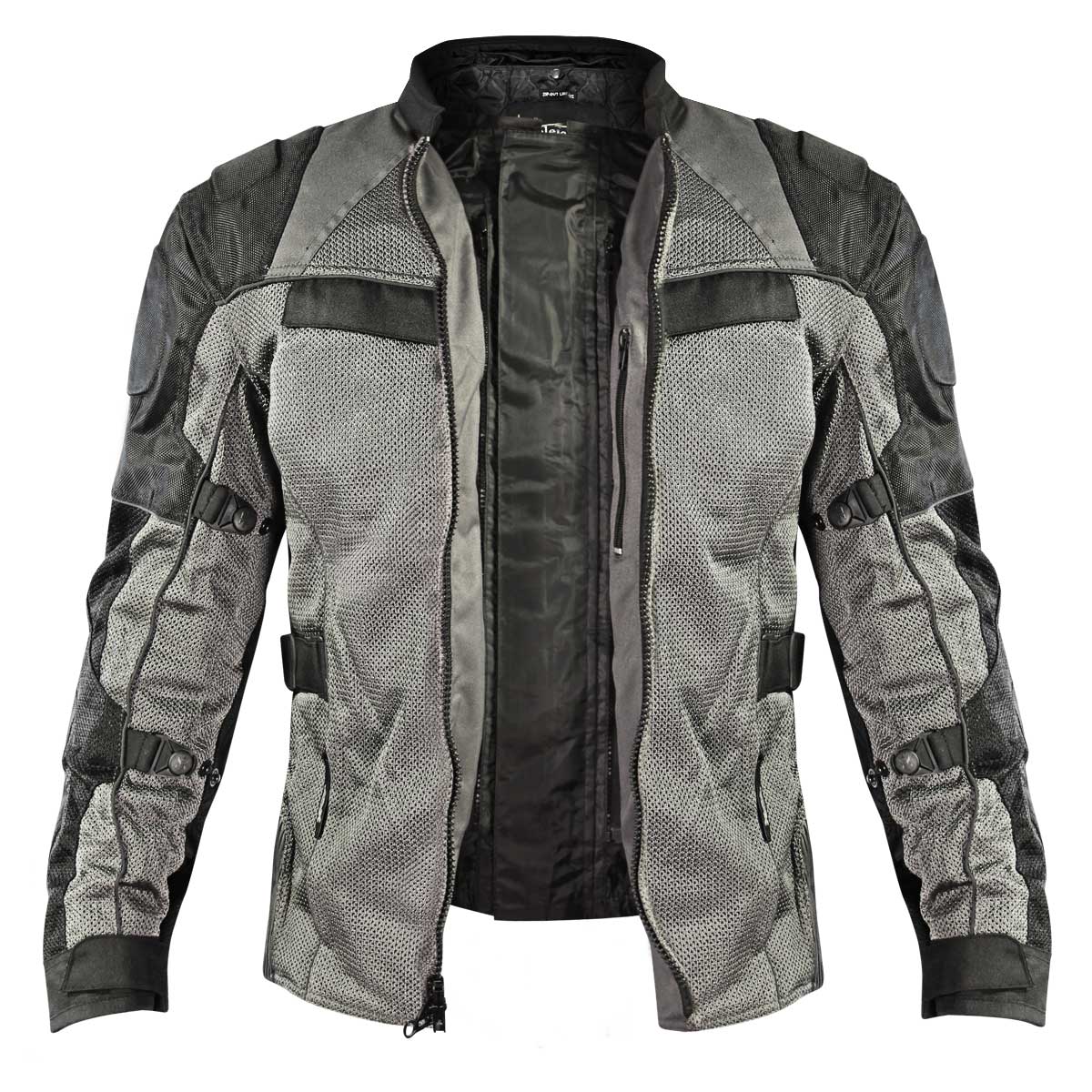 Xelement XS8162 Men's 'Venture' All Season Black with Grey Tri-Tex and Mesh Motorcycle Jacket with X-Armor