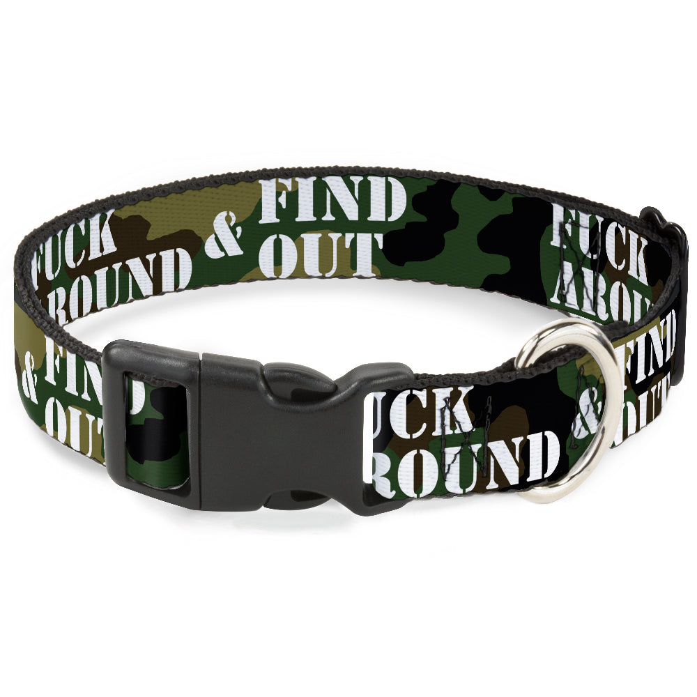 Plastic Clip Collar - FAFO FUCK AROUND & FIND OUT Stencil Camo/White