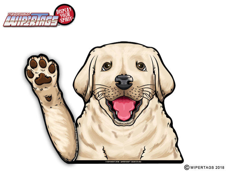 Chloe Waving Yellow Lab Puppy WiperTags