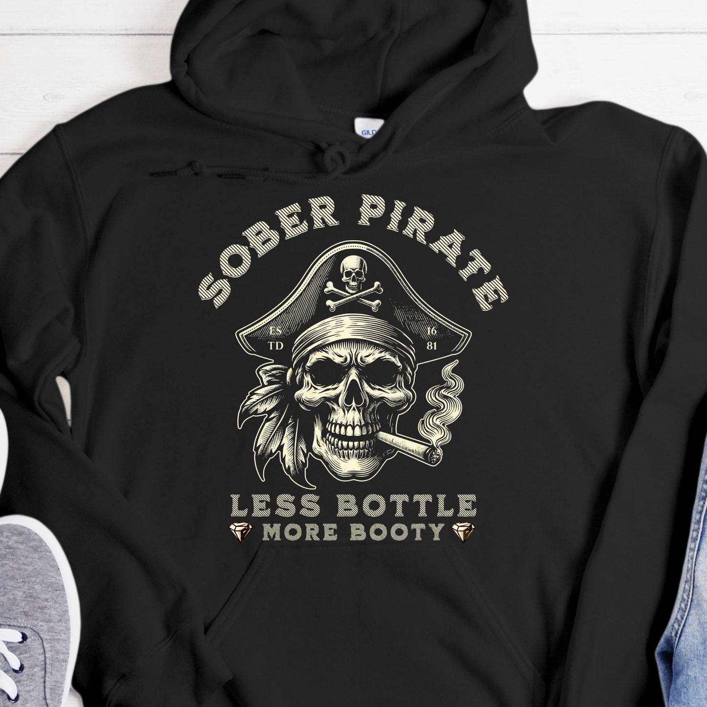 Custom Recovery Hoodie | Inspiring Sobriety |  Sober Pirate - Less Bottle More Booty