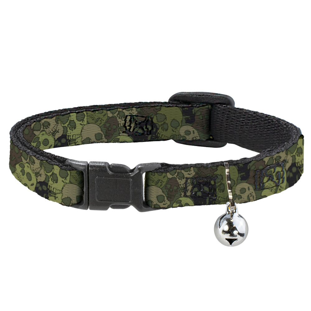 Cat Collar Breakaway - Camo Olive Skull Yard