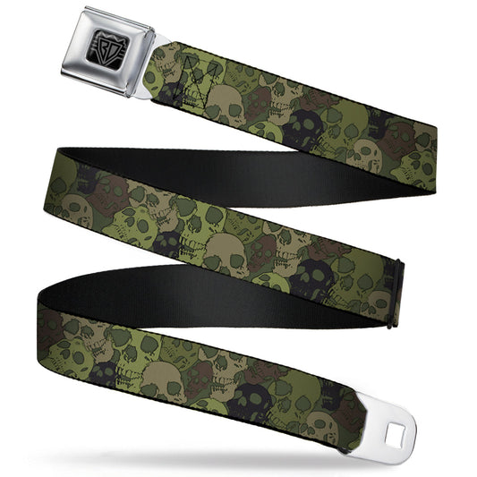 BD Wings Logo CLOSE-UP Full Color Black Silver Seatbelt Belt - Camo Olive Skull Yard Webbing