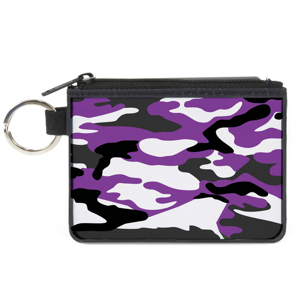 Canvas Zipper Wallet - MINI X-SMALL - Camo Purple Black Gray White