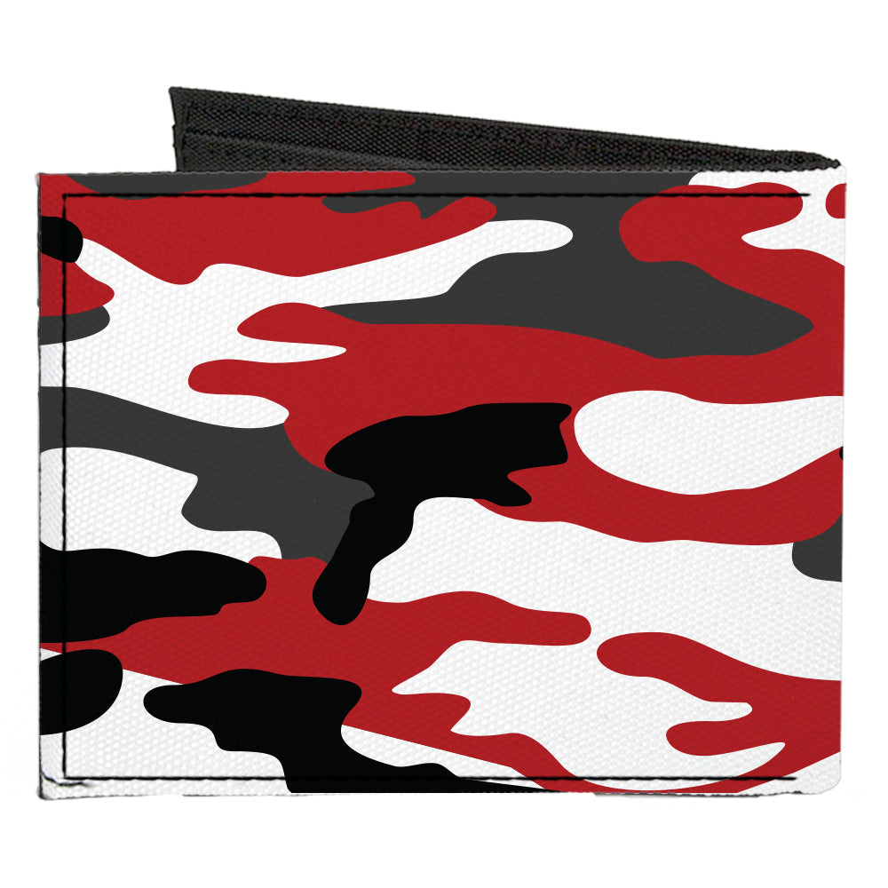 Canvas Bi-Fold Wallet - Camo Red Black Gray White