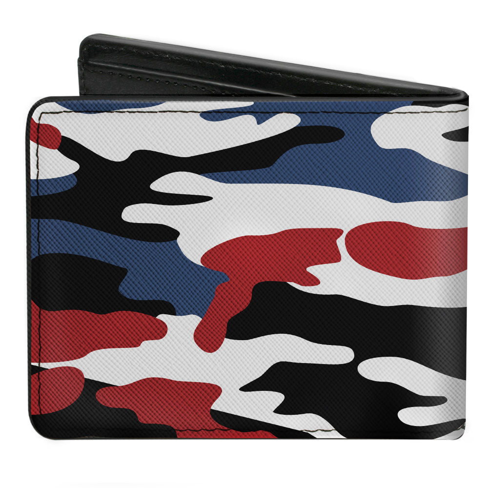 Bi-Fold Wallet - CHEVROLET Bowtie + Americana Camo Black White Red Blue