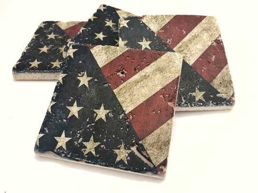 American Flag Premium Natural Stone Coasters