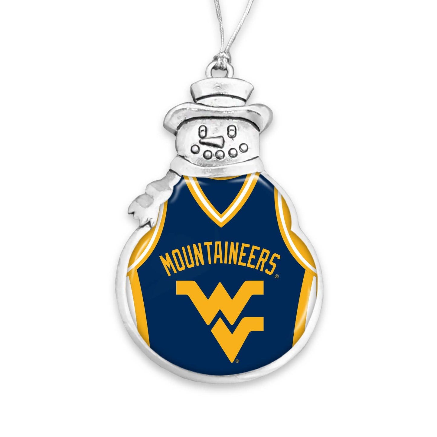 West Virginia Mountaineers  Snowman Ornament With Basket